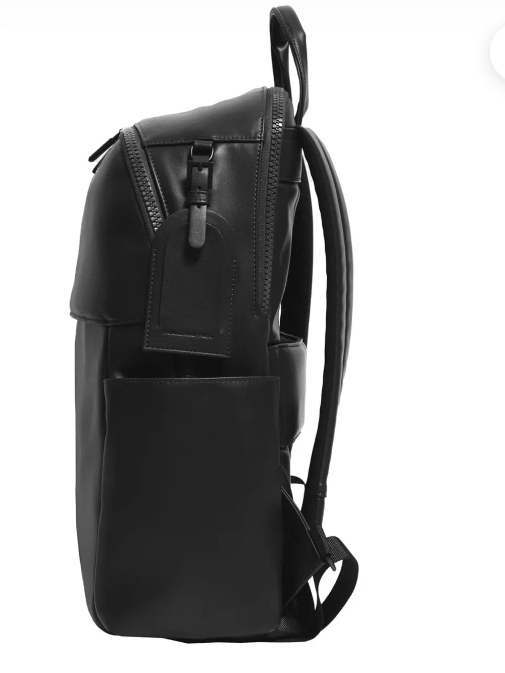Boarding Pass Sleek Black Vegan Leather Backpack with Padded Straps New